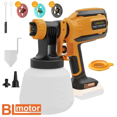 Brushless Cordless Paint Sprayer for Dewalt 20V Battery, 3 Nozzles, 1000ml/min Flow Rate & 1200ML Electric Paint Gun for Fur...