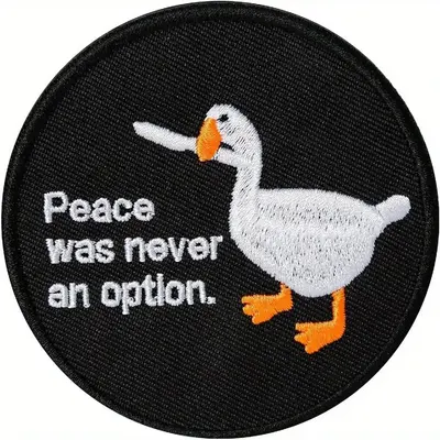 Cartoon Duck & Letter Pattern Patch, 1 Count Embroidered Funny Patch, Round Tactical Patchi for Backpacks, Jackets, Jeans, Ha...