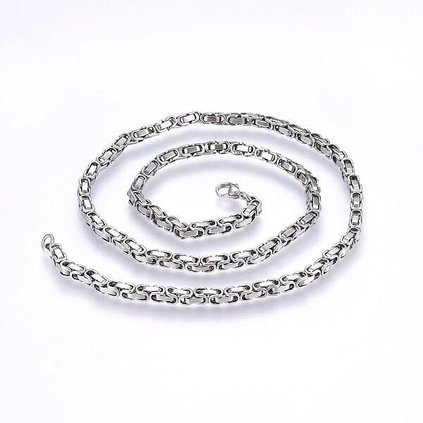 Non-Tarnish 201 Stainless Steel Byzantine Chain Necklaces