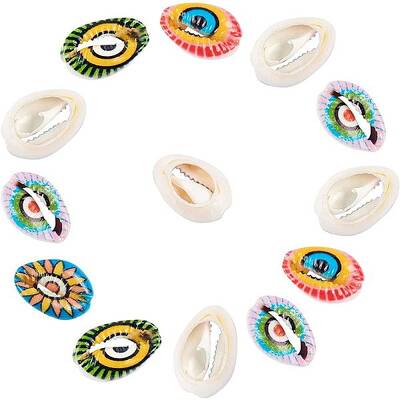 Printed Natural Cowrie Shell Beads