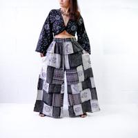 Patchwork Palazzo Wide Leg Pants, Earth Tones  Boho Festival Trousers, 90s  Hippie Pants, Whimsigoth Styles, Cotton Plus Size...