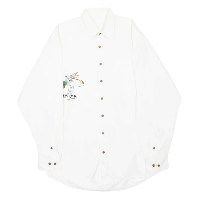 Bugs Bunny Mens Plain Shirt White Long Sleeve M