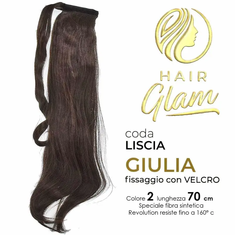 HAIR GLAM GIULIA PONY WITH VELCRO FIBER REVOLUTION 2 70cm