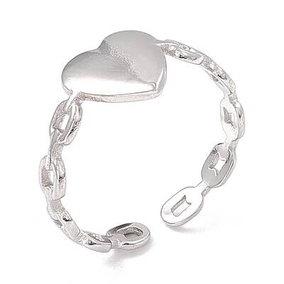 Non-Tarnish 304 Stainless Steel Heart Open Cuff Rings for Women