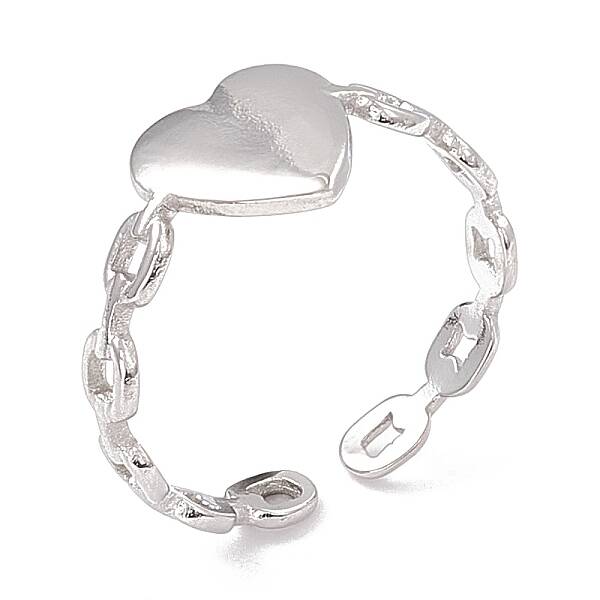 Non-Tarnish 304 Stainless Steel Heart Open Cuff Rings for Women
