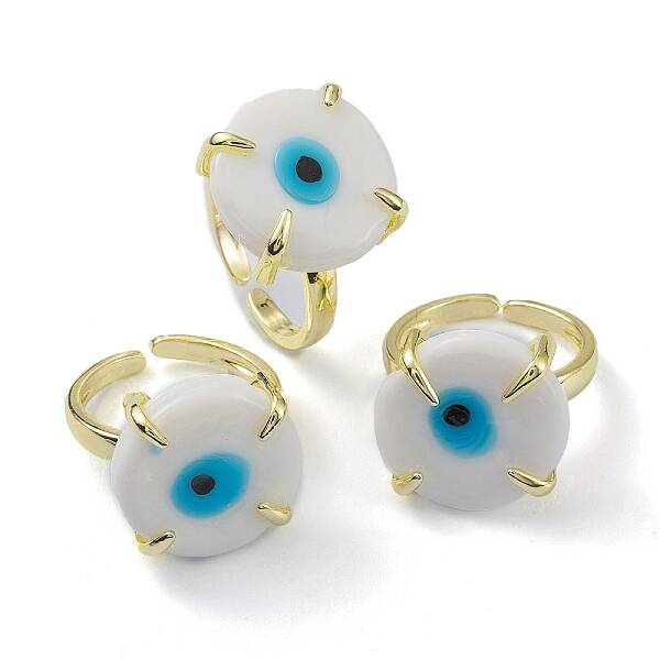 Lampwork Evil Eye Open Cuff Ring