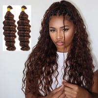 YWIGS #4/#30 Blend Loose Deep Wave Bulk Human Braiding Hair Chocolate Brown Human Hair for Braiding - 100% Human Hair
