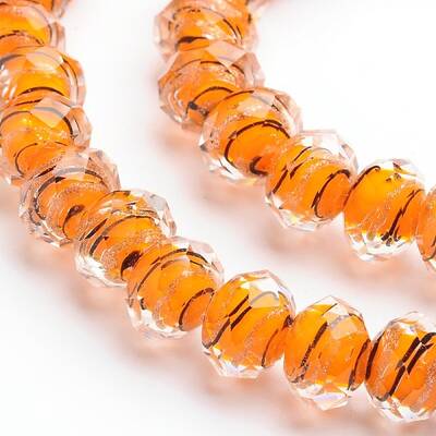 Handmade Gold Sand Lampwork Rondelle Beads Strands