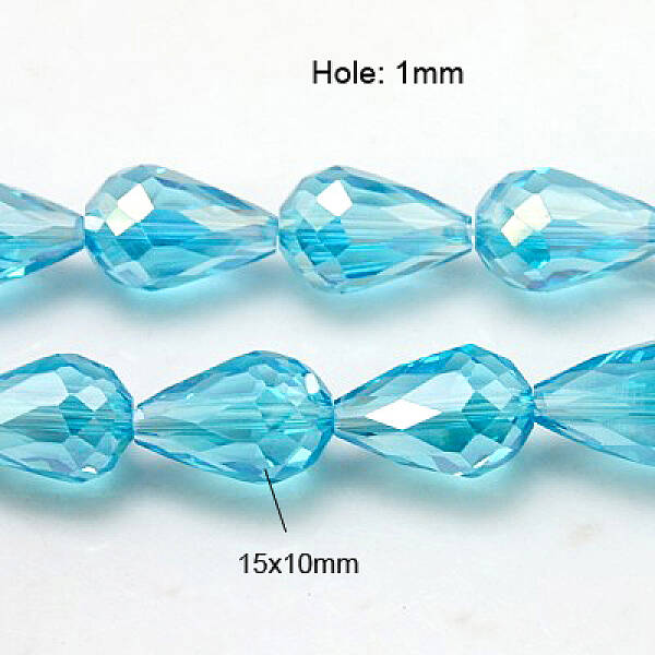 Electroplate Glass Faceted teardrop