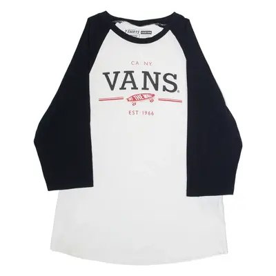 VANS Mens T-Shirt White 3/4 Sleeve USA Crew Neck M