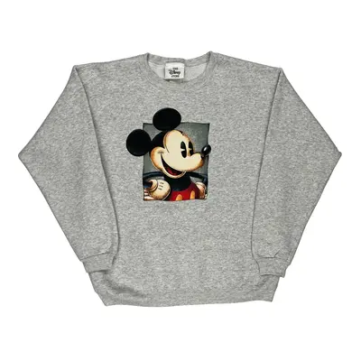 Mickey Mouse Disney Cartoon Sweatshirt - Medium Grey Cotton Blend | Size: medium