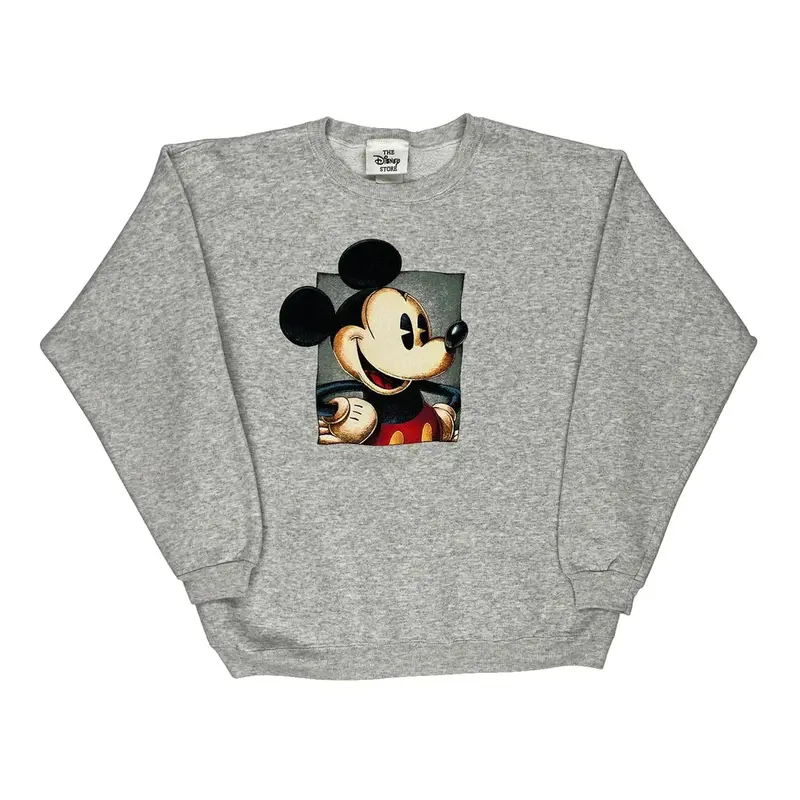 Mickey Mouse Disney Cartoon Sweatshirt - Medium Grey Cotton Blend | Size: medium