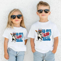 Youth and Adult Funny 4th of July Shirt, graphic tee for boys, Feral Raccoon Youth Shirt, Feral Girl, Red White and Feral Shi...