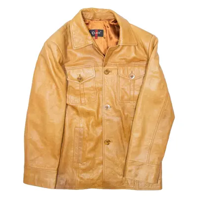 CLASS Mens Coat Brown Leather Faux Leather L