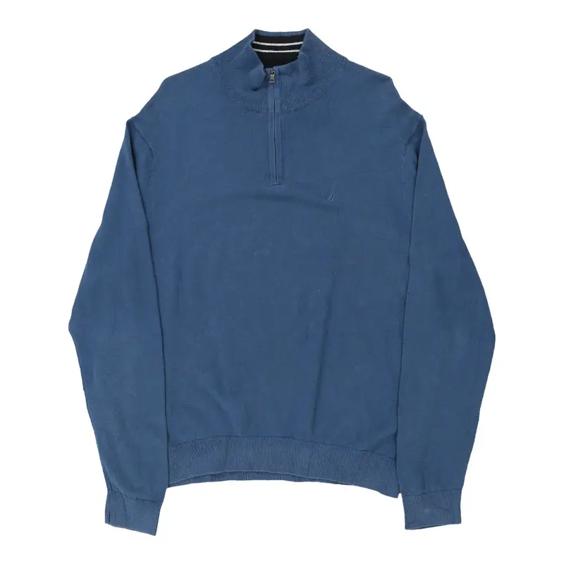 Vintage Nautica 1/4 Zip - XL Blue Cotton