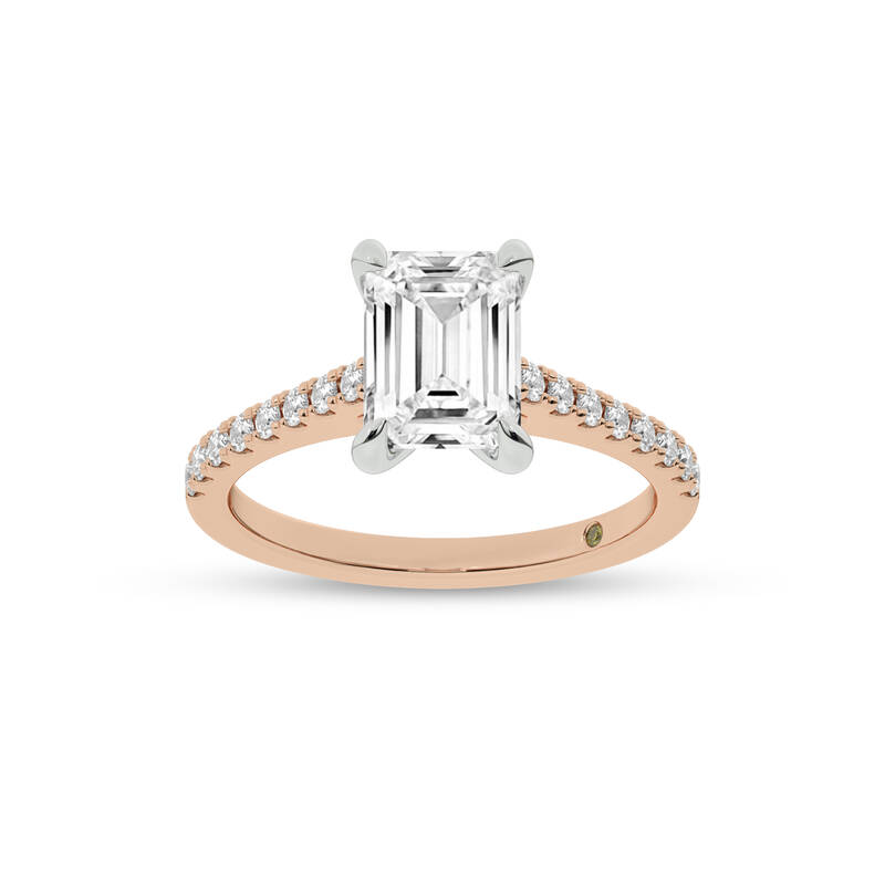 Destiny Half Coverage Emerald Cut Lab Diamond Engagement Ring | 14K Rose Gold 1 3/4 CT. TW.