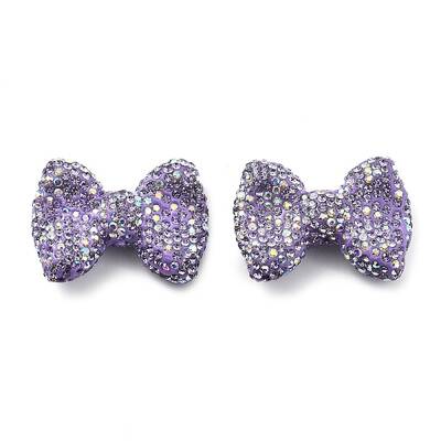 Bowknot Shape Polymer Clay Rhinestone Beads