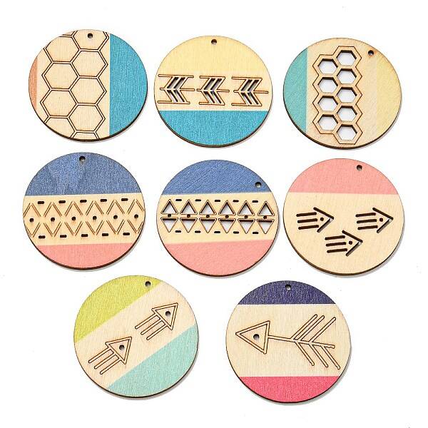 Printed Natural Poplar Wood Pendants