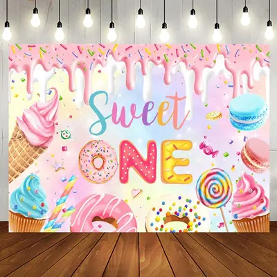 Colorful Candyland Cream Sweet One Birthday Backdrop - Aperturee