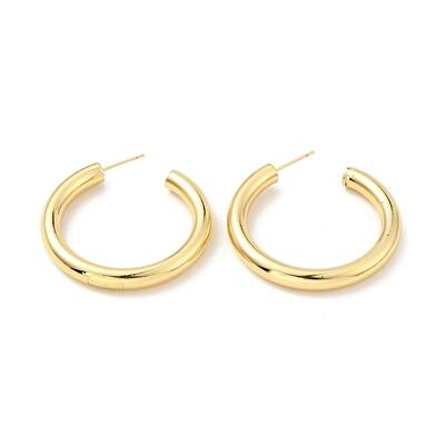 Brass Chunky C-shape Stud Earrings