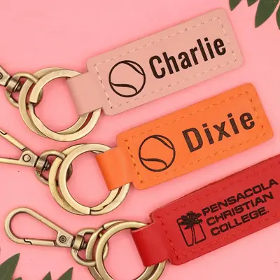 Colorful Leather Tennis Keychain , Real Leather, Same Day Shipping, Free Shipping US