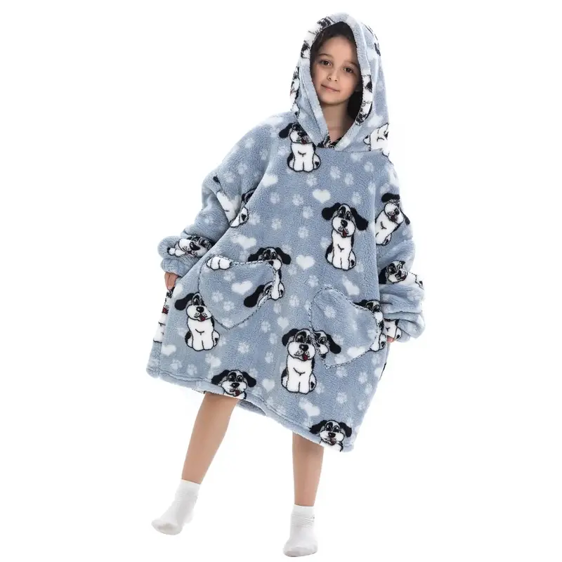 Cartoon Pattern Hooded Blanket, 1 Piece Kids Oversized Blanket Hoodie, Soft Comfortable Warm Throw Blanket, Blanket Hoodies w...