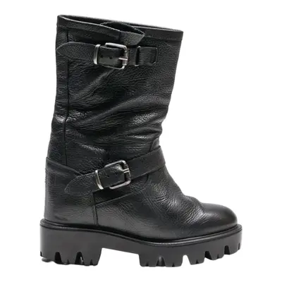 UNLACE Biker Boots Black Leather Womens UK 1