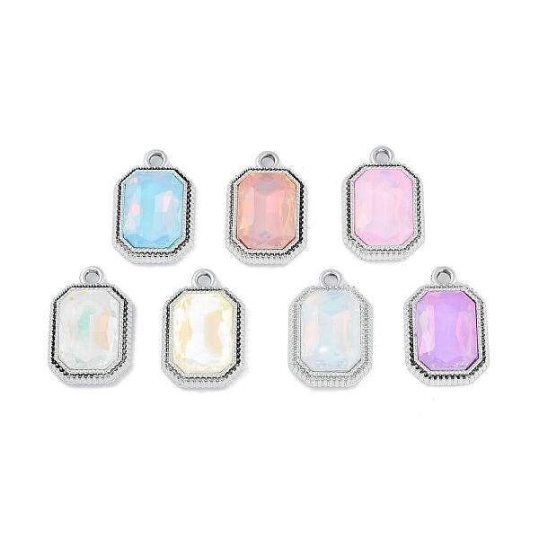 UV Plating Alloy with Mixed Color Glass Rhinestone Pendants
