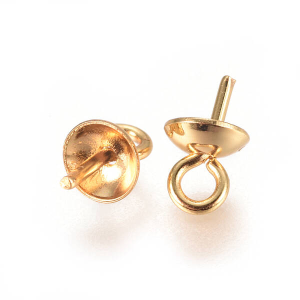 PVD Vacuum Plating 304 Stainless Steel Cup Pearl Peg Bails Pin Pendants