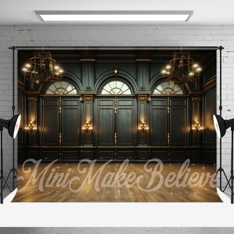 Golden Pattern Light Black Photo Retro Wall Backdrop - Aperturee
