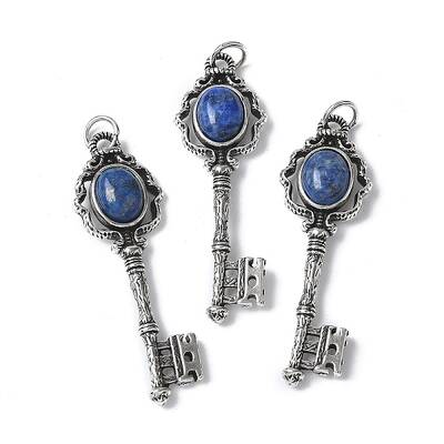 Key Brass Natural Lapis Lazuli Big Pendants