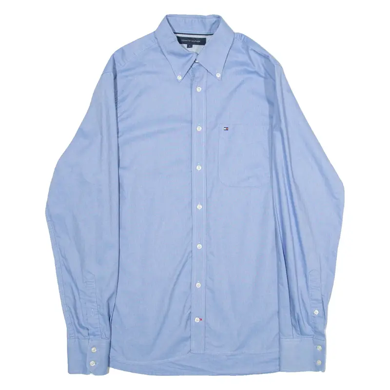 TOMMY HILFIGER Mens Plain Shirt Blue Long Sleeve S