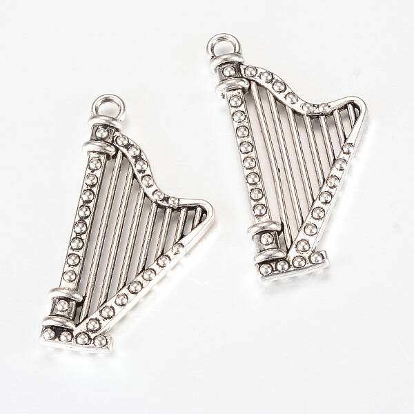Tibetan Style Alloy Harp Pendants
