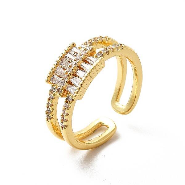 Clear Cubic Zirconia Rectangle Open Cuff Ring
