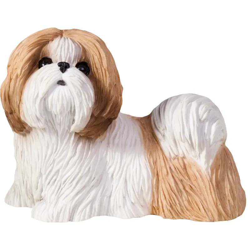 Sandicast White & Gold Shih Tzu Dog Sculpture
