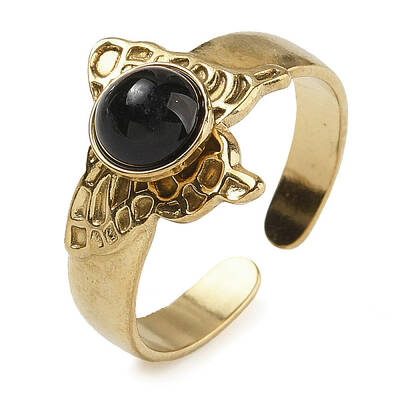 Natural Dyed & Heated Black Agate Finger Rings