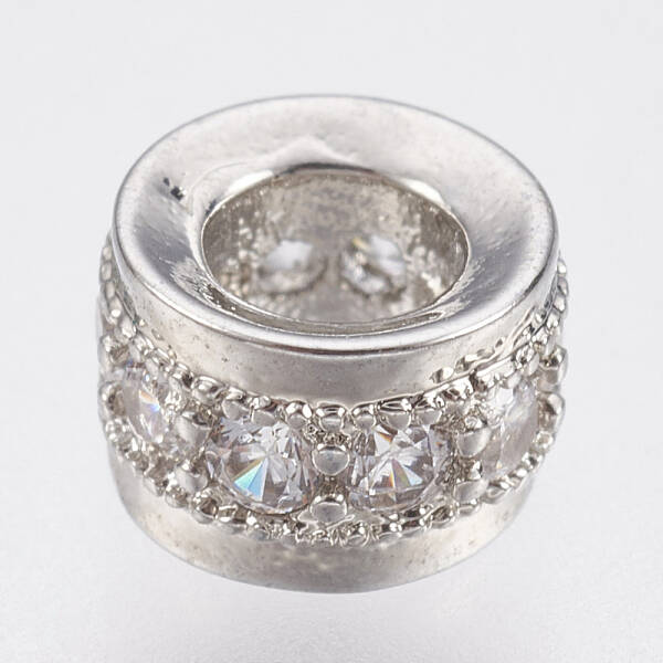 Brass Micro Pave Cubic Zirconia Beads
