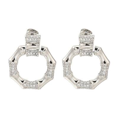 Rack Plating Polygon Brass Micro Pave Clear Cubic Zirconia Stud Earrings
