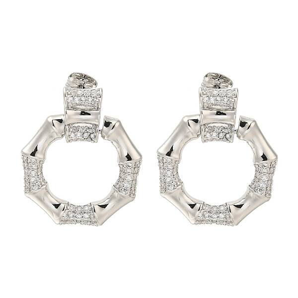 Rack Plating Polygon Brass Micro Pave Clear Cubic Zirconia Stud Earrings