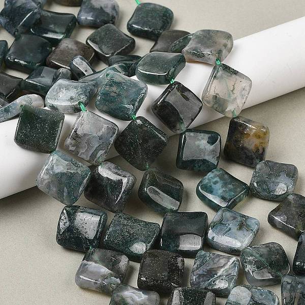Natural Moss Agate Beads Strands