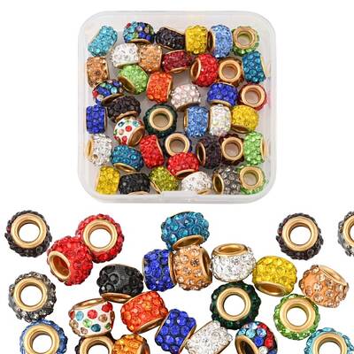 40Pcs Polymer Clay Rhinestone European Beads