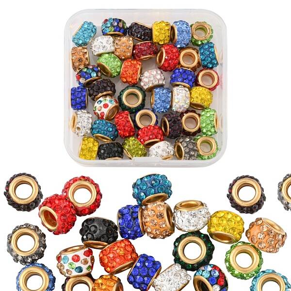 40Pcs Polymer Clay Rhinestone European Beads