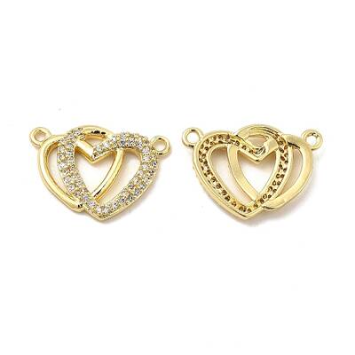 Brass Micro Pave Clear Cubic Zirconia Connector Charms