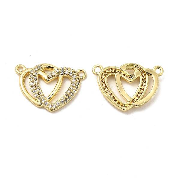 Brass Micro Pave Clear Cubic Zirconia Connector Charms