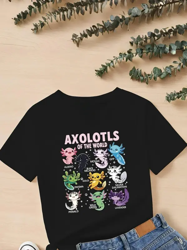 Girl's Letter Print Round Neck Tee, Cute Casual Short Sleeve T-shirt for Summer, Kids Clothes for Daily Wear