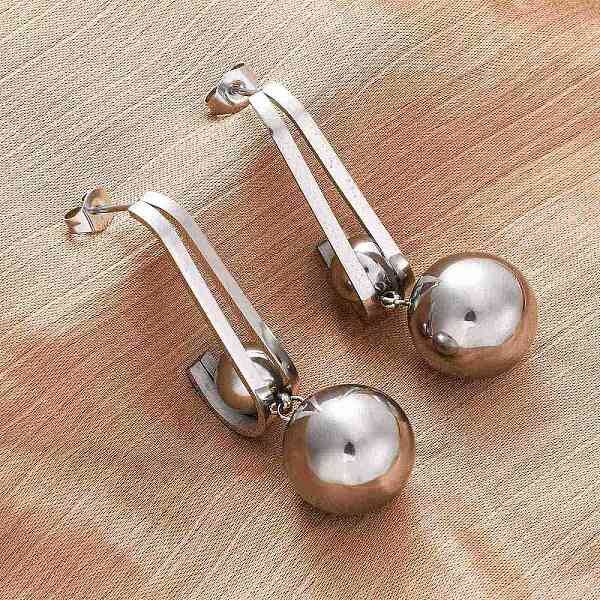 304 Stainless Steel Round Dangle Stud Earrings