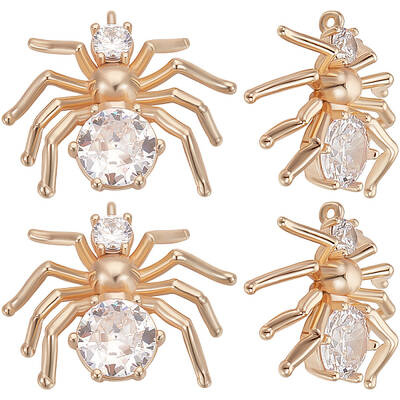8Pcs Brass Micro Pave Clear Cubic Zirconia Pendants