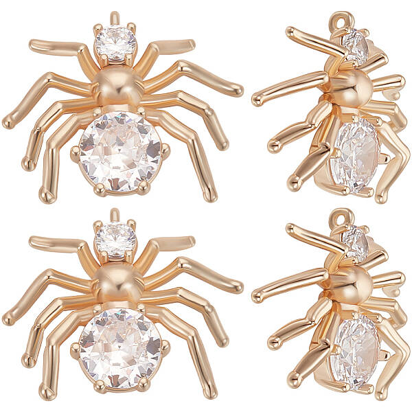 8Pcs Brass Micro Pave Clear Cubic Zirconia Pendants