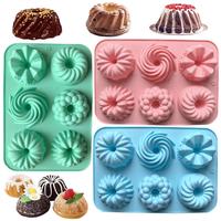 Silicone Donut Baking Mold, 3 Counts/set 6-cavity Flower & Swirl Shaped Donut Mold, Modern Baking Mold for Making Delicious D...