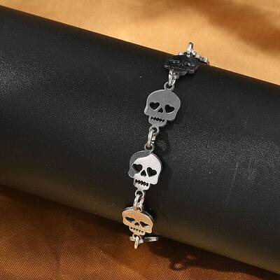 304 Stainless Steel Skull Link Bracelets for Men & Women